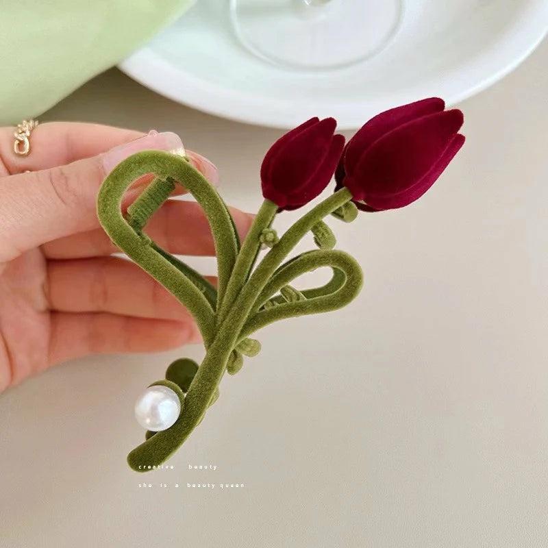 Hair Accessories | Red Rose Hair Claw Clip Accessories Hair Accessories