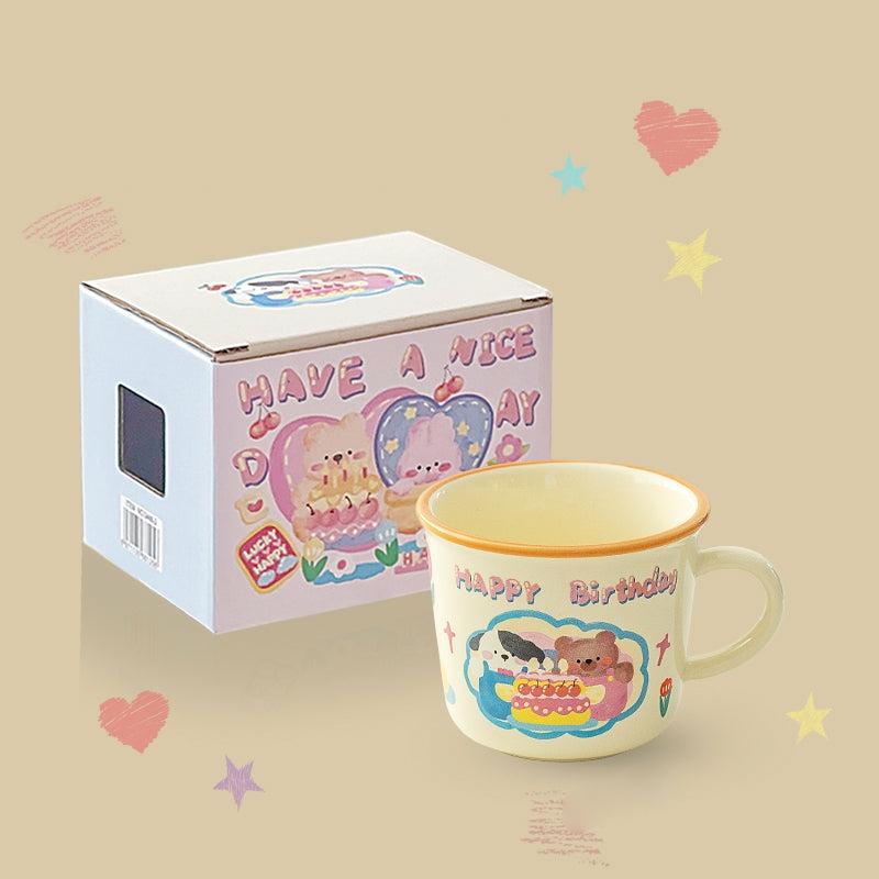 Mugs & Cups | Cartoon Bear Bunny Ceramics Mug With Lid Home & Lifestyle Mugs & Cups