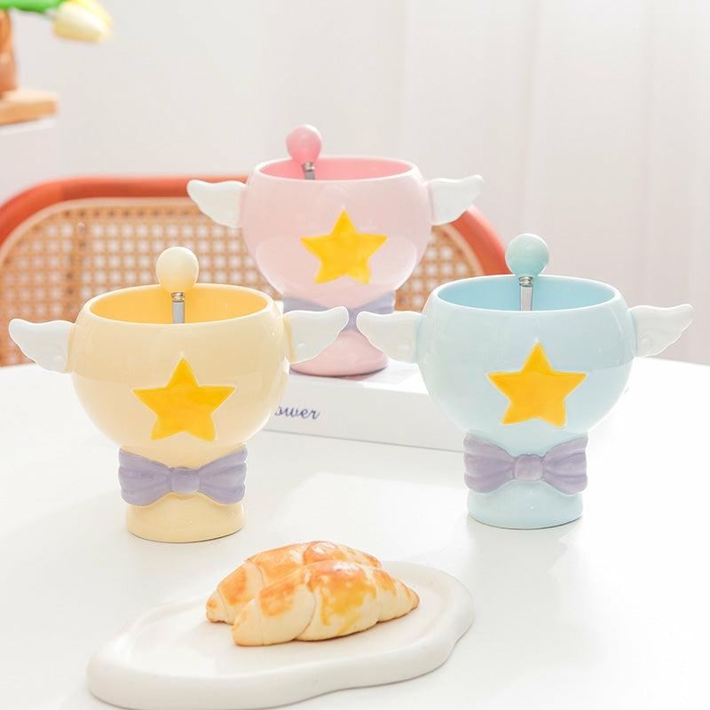 Mugs & Cups | Cute Star Angel Wings Ceramic Cup Home & Lifestyle Blue