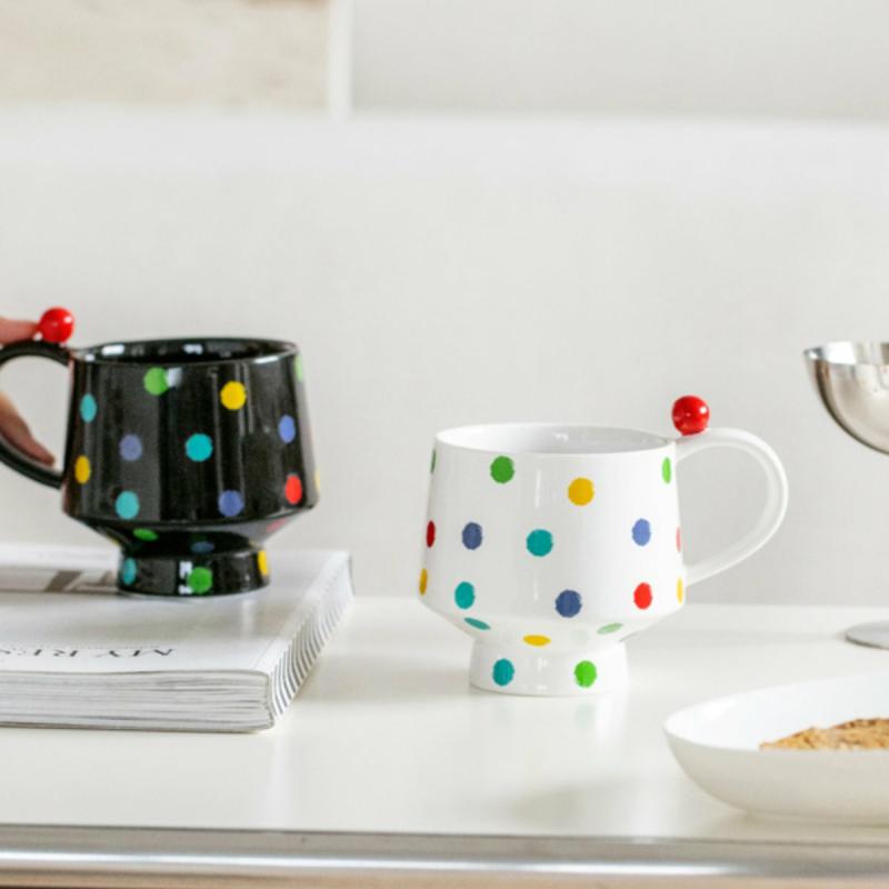 Mugs & Cups | European Style Polka Dot Ceramic Cup Home & Lifestyle Black