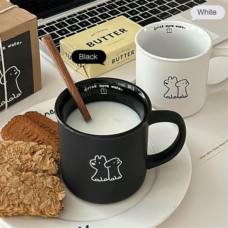 Mugs & Cups | Korean Style Puppy Black White Mug Home & Lifestyle Black